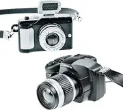 2Pcs Mini Camera for Dolls, 1:4 Scale Miniature SLR Camera Ornament with Flash and Shutter Sound, Vintage Mini Camera Dollhouse Decoration Accessories