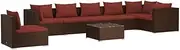 vidaXL 8 Piece Garden Lounge Set - Brown Poly Rattan Outdoor Furniture Set with Cushions, Modifiable Design, and Comfortable Seating Experience