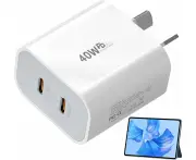 40W Dual Type C PD Fast Wall Charger Adapter For iPhone Samsung Google Pixel & All Type C Devices