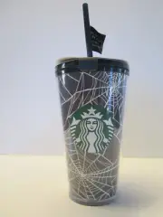 Starbucks Tumbler Spiderweb Glow In The Dark 16 Oz HALLOWEEN 2021 w/STICKERS