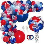 PEKGLOW Navy Blue Red White Balloon Garland Red White and Blue Balloons Baseball Balloon Arch Red White Blue Balloon Garland for Birthday Wedding Baseball Carnival Spider Hero Party Decorations