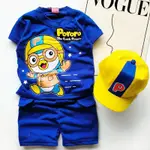 PORORO 兒童衣服 1-10 歲兒童裝 PORORO 套裝帶帽子