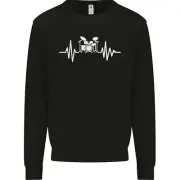 Drum Kit Pulse ECG Drum Drummer Drumming Kids Sweatshirt Jumper