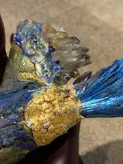 Crystal Wand - Peacock Ore & Smoky Quartz Cluster Handmade Spellwork UNIQUE