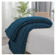 Chunky Knit Throw Blanket for Couch 40"x60" Deep Sea Blue