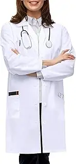 [NY Threads] Professional Lab Coat for Women, Full Sleeve Poly Cotton Long Medical Coat