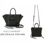 【REBECCA MINKOFF】SIDE ZIP M.A.B. TOTE MINI 真皮黑金 手提單肩蝙蝠包 方包兩用