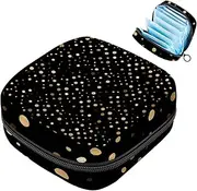 Period Bag,Sanitary Napkin Storage Bag,Black and Gold,Tampon Holder for Purse