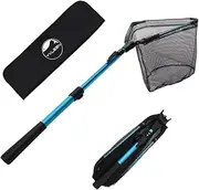 Folding Fishing Net - Yvleen Foldable Fish Landing Net Robust Aluminum Telescopic Pole Handle and Safe Fish Catching or Releasing for Durable and Nylon Mesh 16inch Hoop Size