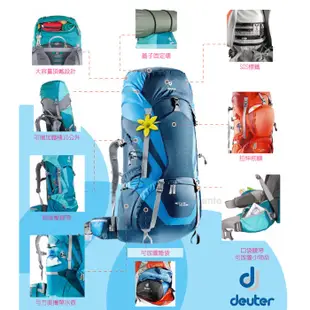 【Deuter】女 款登山背包 70+10L Act Lite 登山健行背包 自助旅行背包_深藍/藍_4340215