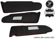 RED CROSS STITCH 2X SUN VISOR LEATHER COVERS FOR VW T6 TRANSPORTER 2 MIRROR (for: Volkswagen)