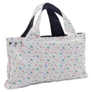 Knit Tote Bag, Crochet Knitting Yarn Storage with Pockets (Geometric, 16.5 In)