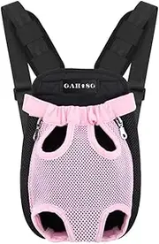 GAHOSG Dog Cat Carrier Backpack Adjustable Pet Carrier Backpack Travel Bag, Easy-Fit for Traveling Hiking Camping for Small Medium Dogs Cats Puppies, Pink, Medium