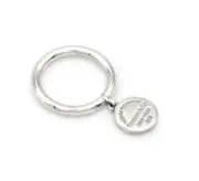 Tiffany & Co. Tag Charm Sterling Silver Return To Tiffany Dangle Round Ring - 6