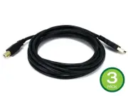 Monoprice USB Type-A to USB Type-B 2.0 Cable - 10ft - Black (3-Pack) 28/24AWG