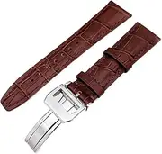 [GGZONE] RHAIYAN Compatible with IWC Strap Watch Accessories Watch Bracelet Genuine Leather Watch Belt Compatible with IWC Watch Strap Watch Band Specific (Color : BrownSilverClasp2, Size : 22mmWithMark)