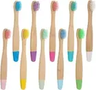 Bamboo Toothbrush, 10Pcs Charcoal Tooth Brush, Natural Wooden Toothbrushes, Soft