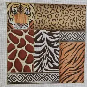 Needlepoint Hand Stitch Painted Canvas AS Tiger Prints Sampler 14 Ct Metallics