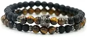 [IBOWZ] Crystal Bracelet Bead Bracelets Crystal Bracelet, 7 Chakra Natural Tiger Eye Stonebeads Frosted Stone Elastic Bangle Black Crown Jewelry Yoga Energy Balance Charm Diffuser Women Bracelet GIF