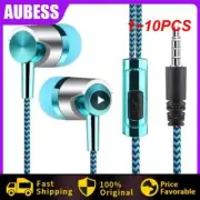 1~10PCS Universal In-ear Headset Braided Cord With Microphone 3.5mm Jack Bass St