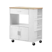 Oikiture Kitchen Island Trolley with Shelf White