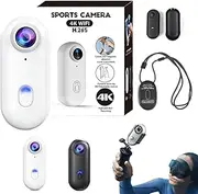 Motiontrail - Nexo25 Camera, Nexo25 Camera Black with 4k/1080p, 120° Wide-Angle, Waterproof Case, High-Res, Magnetic Mounting, 360° Rotation, for Sports (White,4k.Simple)