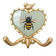 Urban Bee Wall Metal Hook Home Decorative Key/Coat Hanger Sage/Gold 12cm