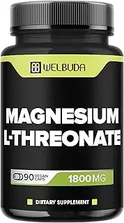 Magnesium L-Threonate Capsules with 12% Purified - 1800Mg - 90 Capsules - Providing 216mg Elemental Magnesium L-Threonate