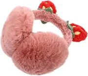 [LIFKOME] Fashionable Plush Earmuff Cute Winter Ear Cover for Soft Warm Strawberry Design present for Friends Comfortable Ear Protection