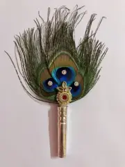 925 Silver Lord Krishna LADDU GOPAL Fan Pankha Pankhi Peacock Feathers Religious