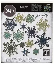 Sizzix Thinlits Die Set 661599, Paper Snowflakes, Mini by Tim Holtz, 14 Pack,