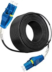 100 Feet (30 Meters) Uniboot LC to LC Outdoor Armored Fiber Patch Cable, Low Friction Single Mode Duplex Fiber Optic Cable Jumper Optical Patch Cord, 9/125um, (OS1/OS2 Compatible), LSZH Black