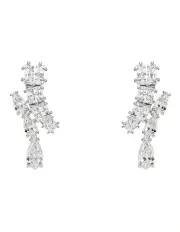 [Swarovski] Matrix Mixed Cuts Drop Earrings in White