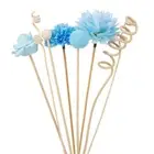 8 Pcs Blue Flower Fragrance Diffuser Rattan Reed Sticks Bathrooms Decor Refill
