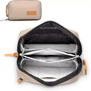 Tech Bag Organizer - Small Electronics Pouch for Travel - Tan