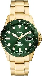 [FOSSIL] Men's Gold Stainless Steel Blue Dive Analogue Watch, 42mm