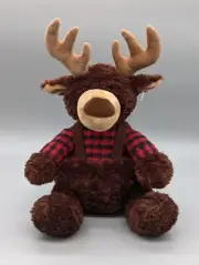 Aurora Lumberjack Reindeer 14" Plush Stuffed Animal Holiday Christmas Soft