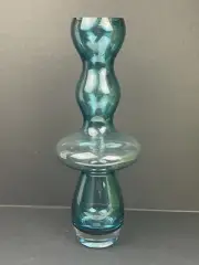 Crate&Barrel Krono Art Glass Aqua Blue Tall Jurgen Vase Hand Made in Poland NEW