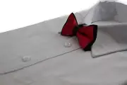 Boys Red Two Tone Layer Bow Tie Red, Black