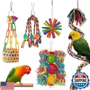 Bird Toys Parakeet Toy Parrot Chewing Shredding Foraging Toys with Rope Perch