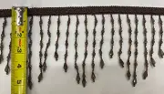 5” Beaded Trim Fringe W/ Gimp Top Sold By The Yard - Brown