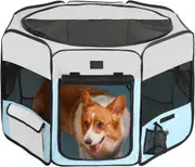 Portable Foldable Pet Crate Medium Blue