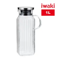 在飛比找PChome24h購物優惠-【iwaki】耐熱玻璃金屬蓋水壺 1L(手柄方型款)