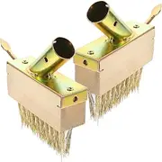 Abaodam 2Pcs Steel Wire Weeding Brush with Wooden Handle Ground Crack Remover Gardening Tool for Efficient Maintenance and Removal