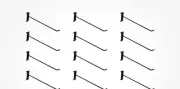 Grid Wall Hooks Panel Display 12” Gloss Black 12 Pieces