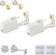 [Orglace] Self Ear Piercing Kit,Disposable Ear Piercing Gun with 5mm Cubic Zirconia Stud,Flat Back Earrings,At Home Self Ear Piercer Kit