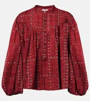 [Marant Etoile] Marant Etoile Salika printed cotton blouse AU 14 red
