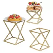 Brass Tone Metal Pizza Racks, Dessert Serving Risers for Cupcakes, 3-Piece Set