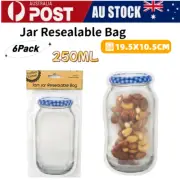 24pcs Clip Jar Shaped Resealable Bag 250ml Zip Lock Craft Reusable Snack Bags AU