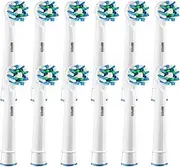 Replacement Toothbrush Heads Compatible with Oral B Braun, 12 Count White Cross Clean Professional Electric Toothbrush Brush Heads for Oral B 7000/Pro 1000/9600/500/3000/8000 (Cross Clean, Medium)